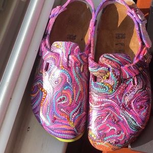 Custom NEW hand painted leather Birkenstock’s